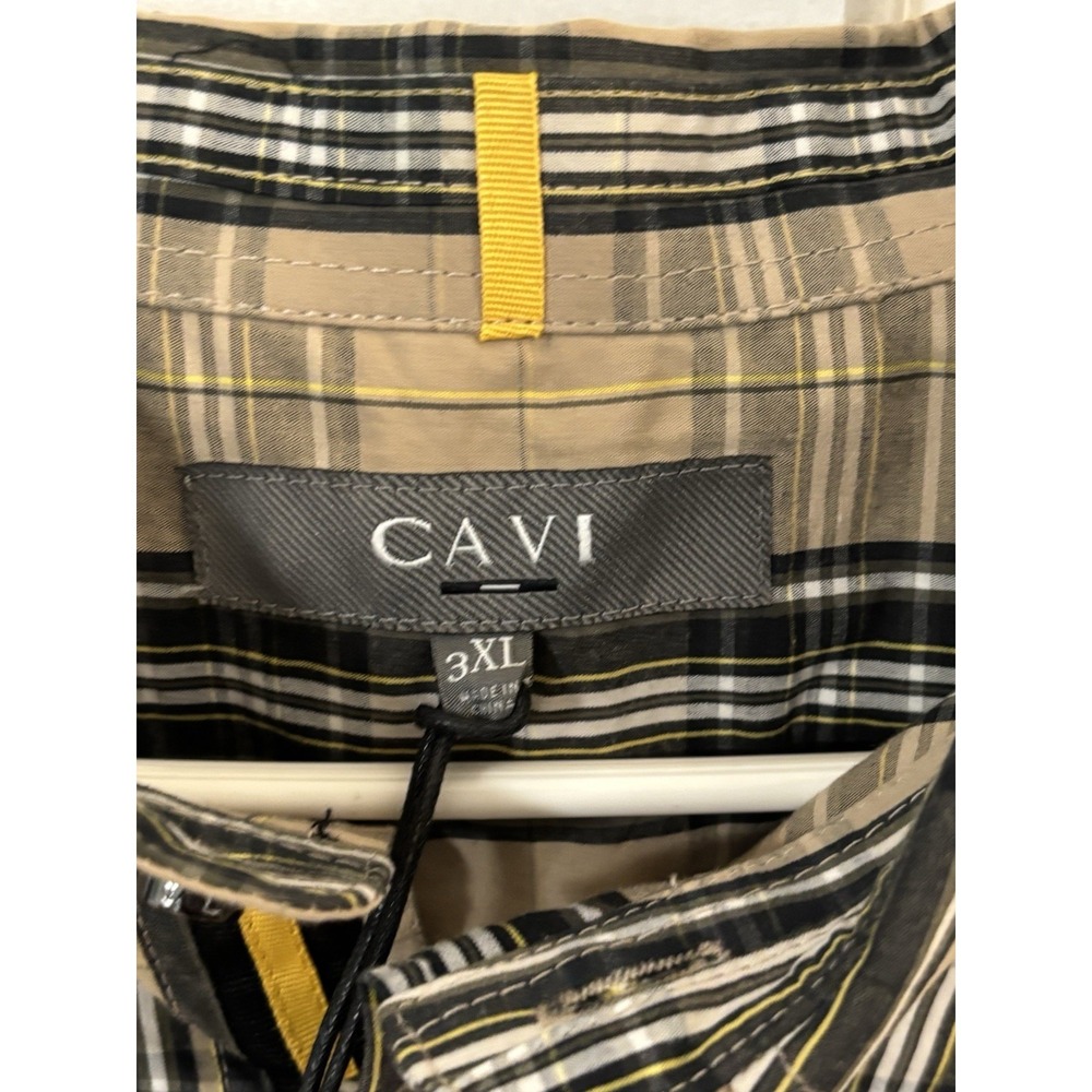 NWT Cavi Mens Western Plaid Tan Button Up Shirt Long Sleeve Size 3XL - Picture 5 of 8